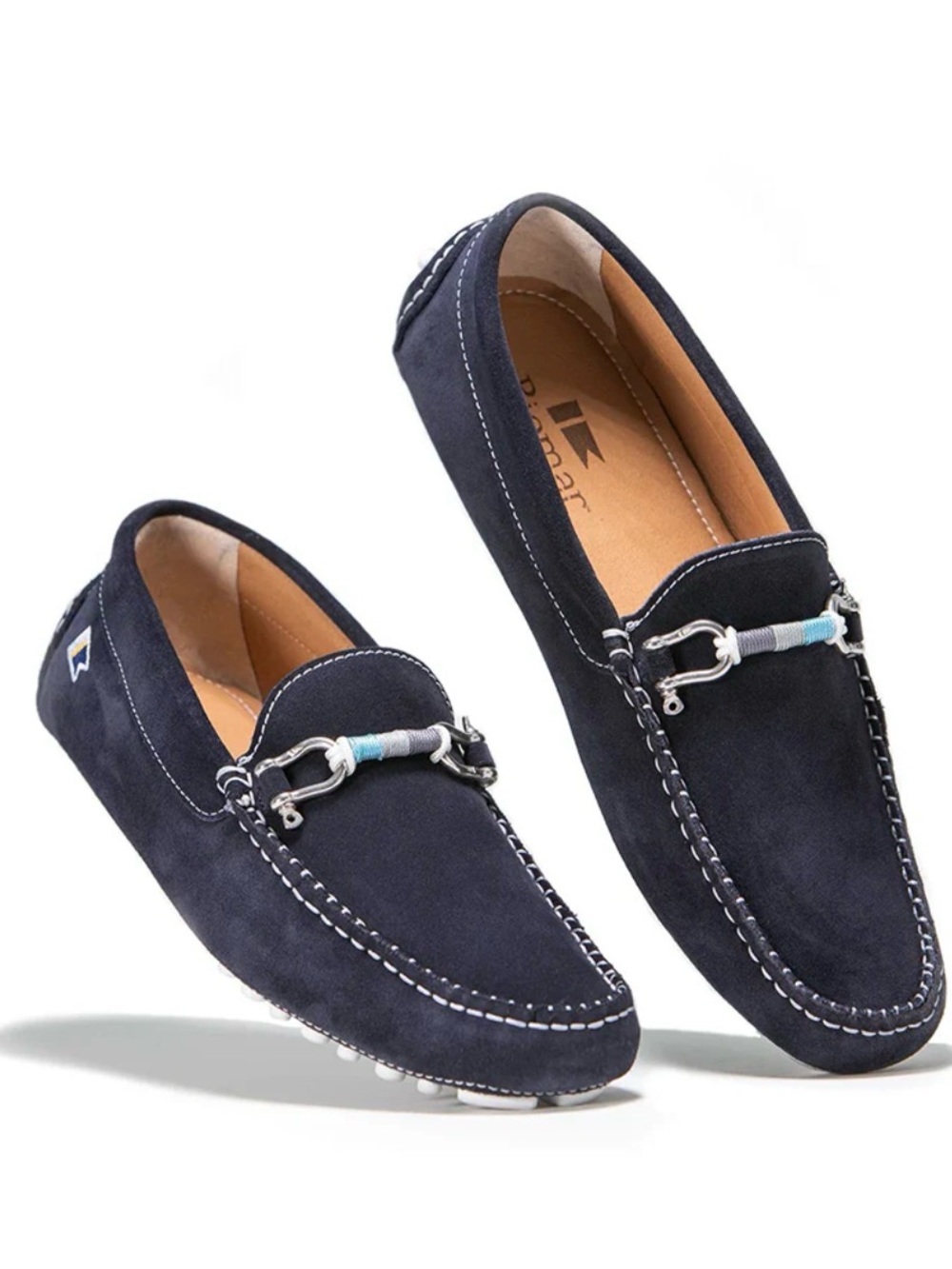 Riomar MEN'S DECK DRIVER SHOES - NAVY SUBMARINE blue suede 10 / 43
